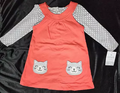 Carter's Baby Girls' Orange/Grey 2-pc. Kitty Jumper Set (24 Months) New • $19.99