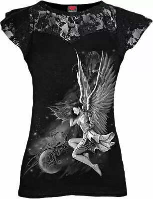 Spiral Direct LUCID DREAMS Womens Goth/Rock/Angel/Wing Lace Layered Top/Clothing • £19.75