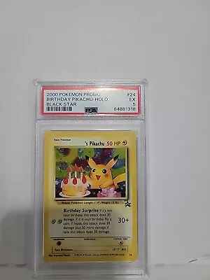 2000 Pokemon Promo Birthday Pikachu #24 Black Star PSA 5 EX Holo   • $65