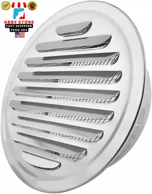 3 Inch Metal Round Vent Cover Louvered Grille Stainless Steel Air Vents With Fl • $12.36