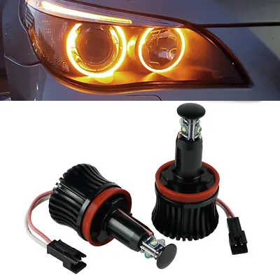 H8 Amber LED Angel Eyes Halo Ring Light Marker Bulbs For BMW 3 Series M3 E90 E91 • $39.99