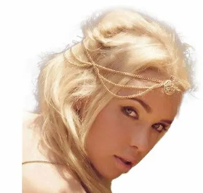 £2.99 • Buy VTG DECO Gold Chain Goddess Queen Roman Greek Festival Hair Jewel Headband Head
