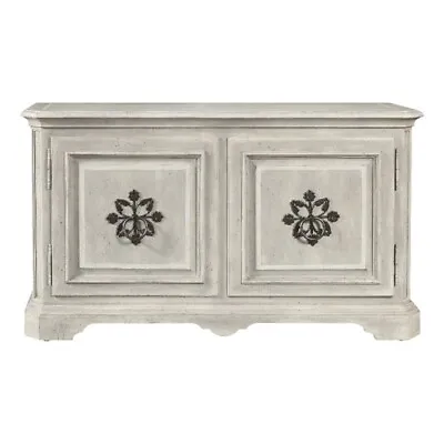 Antique French 2 Door Wood Credenza In White Finish By Pulaski Furniture • $2149