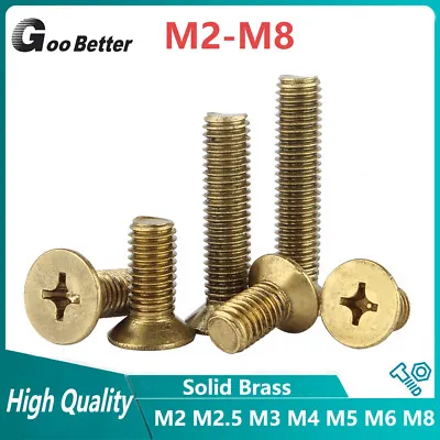 Brass Phillips Machine Screws Countersunk M2 M2.5 M3 M4 M5 M6 M8 Pozi Flat Bolts • £1.42