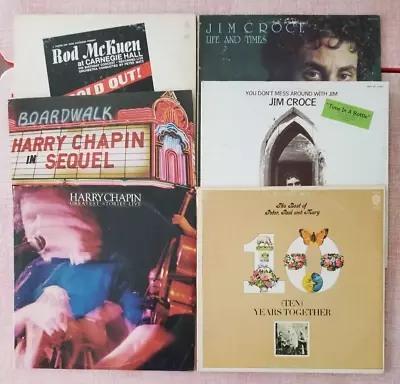 Lot Of 6 1960's-70's FOLK Original Vinyl LP Records - Chapin Croce McKuen Etc • $33