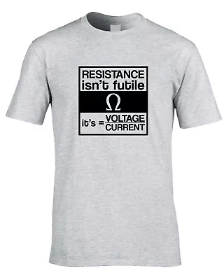 £10.99 • Buy Resistance Electrician Pun Men's T-Shirt Electric Funny Engineer Job Joke Gift