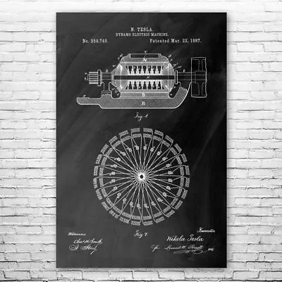 Nikola Tesla Dynamo Electric Machine Patent Poster Print 12 SIZES Classroom Art • $12.95