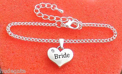 £2.99 • Buy Silver Plated Charm Bracelet With Heart Wedding Favour, Hen Night, Birthday Gift