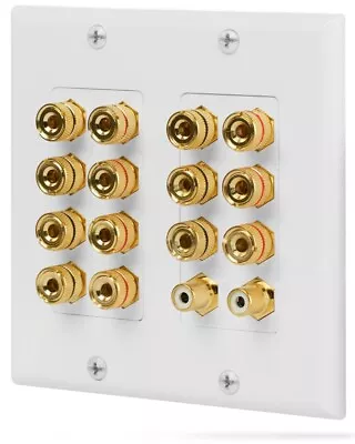 $34.98 • Buy 7.1 Surround Sound Home Theater 2 Gang Wall Plate Banana Binding Posts + 2 RCA