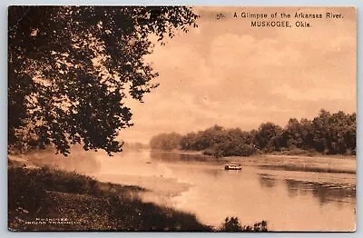 Muskogee Oklahoma~Arkansas River~Indian Trading Co~c1910 Sepia Postcard • $8.99