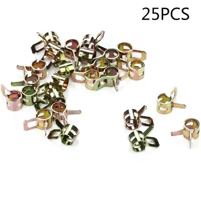 25pcs Spring Clips Fuel Hose Line Water Pipe Air Tube Clamps For Lawn Mower • £3.72