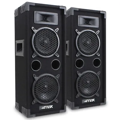 2x MAX Dual 6  Bedroom Studio House Party Disco Speakers DJ Sound Setup 1200W • £125