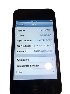 Apple IPod Touch 4th Generation A1367 Black WiFi 8 GB 3.5 In Media Player • $19.99