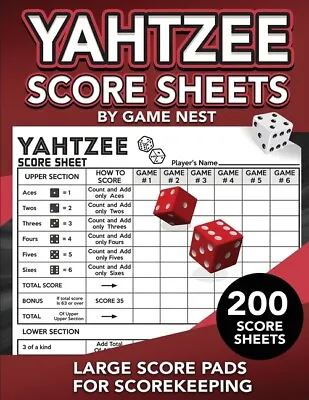 Yahtzee Score Sheets: 200 Large Score Pads For Scorekeeping - 8 5 X 11 Yaht... • $14.94