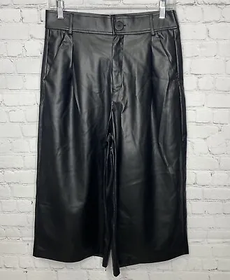 Zara Pants Faux Leather Wide Leg Black • $8.20