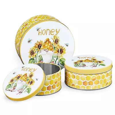 Cookie Tin Box With Lids Round Baking Cake Gift Tins For Storing Patisseries... • $26.83