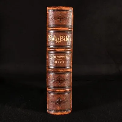 C1892 The Holy Bible Containing The Old And New Testament Leather Illustrated • £357.50