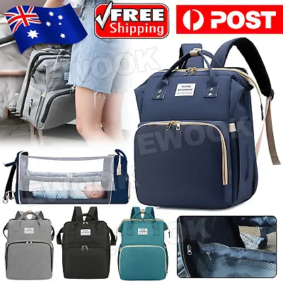 Foldable Large Mummy Bag Baby Bed Backpack Maternity Nappy Diaper Milk VIC • $26.95