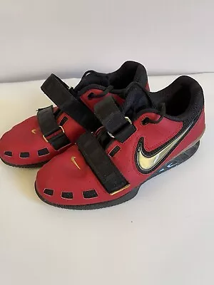 NIKE ROMALEOS 2 WEIGHTLIFTING SHOES RED GOLD BLACK 476927-600 Sz 6.5 • $310.02