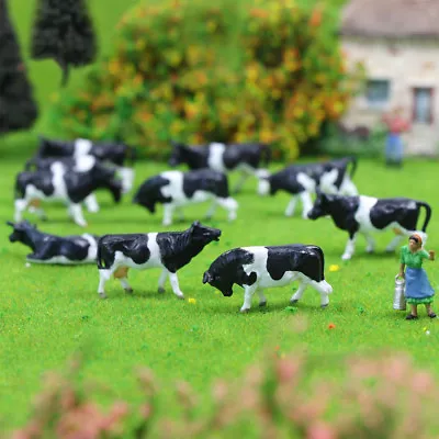 36pcs HO Scale 1:87 Farm Animals Cattles Model Black White Cows Shepherd • $14.99