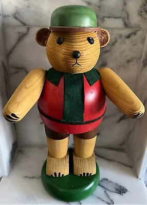 VTG Erzgebirgische Volkskunst Wooden Nutcracker Teddy Bear Germany 12.5”H Rare • $107