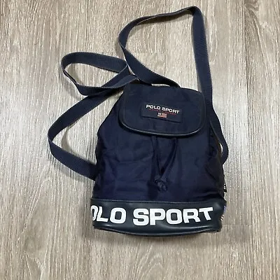 Vintage Polo Sport Backpack 90s 00s Ralph Lauren PRL Blue Small Travel Bag • $25.99