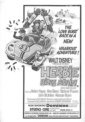 Film Magazine Advert Herbie Rides Again Helen Hayes Stefanie Powers Ken Berry • £4