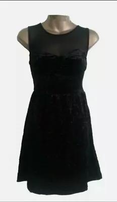 Gorgeous Topshop Ladies Velour With Mesh Insert Skater Dress. Black. UK 10. New  • £0.99