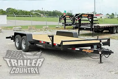 NEW 2024 7 X 18 7K Heavy Duty Wood Deck Car Hauler Equipment Trailer W/ Ramps • $3950
