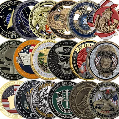 Challenge Coins Collectable Commemorative Coin Air Force Army Marines Navy Space • $11.68