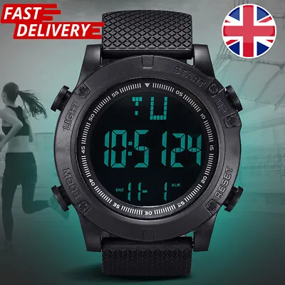 Men's Military Sports Watch LED Screen Large Digital Face Waterproof Wristwatch • £5.19