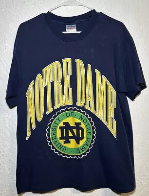 Vintage 90s Notre Dame University Single Stitch T-shirt | Size Large • $7
