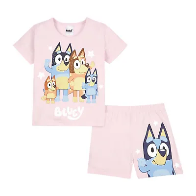 Bluey Girls Short Pyjamas Girls Cotton Nightwear Official Bluey Girls Pjs • £12.95