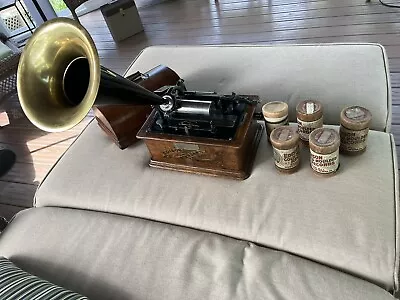 Very Early Edison Standard Phonograph Works. 2 & 4 Minute Gearing. Inc 5 Records • $400