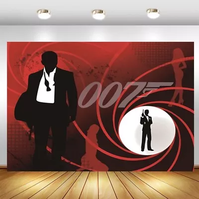 James Bond 007 Backdrop Boys Happy Birthday Party Photo Background Banner Prop • £19.76