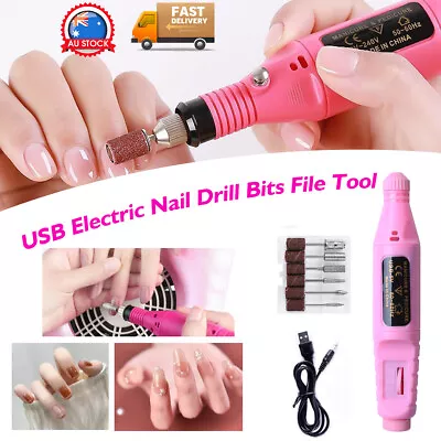 USB Electric Nail Drill Bits File Tool Machine Acrylic Art Manicure Pen Shaper A • $12.99