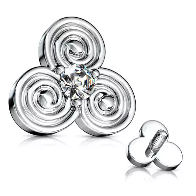 £5.69 • Buy Micro Dermal Anchor Tops Stud Clear CZ Gem Tribal Circles Internally Threaded 