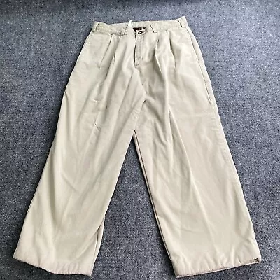 L.L. Bean Pants Mens 30x26 Khaki Flannel Lined Natural Fit Double L Distressed • $12.99