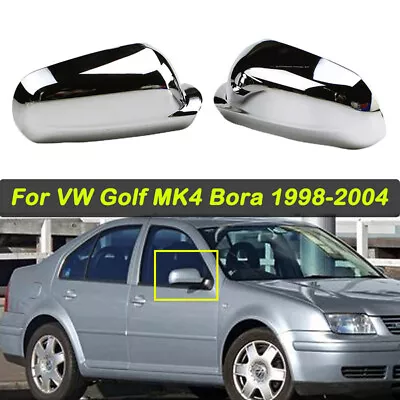 Pair Rearview Mirror Cover Caps Chrome For VW Golf MK4 Jetta Passat B5 99-04 • $39.98