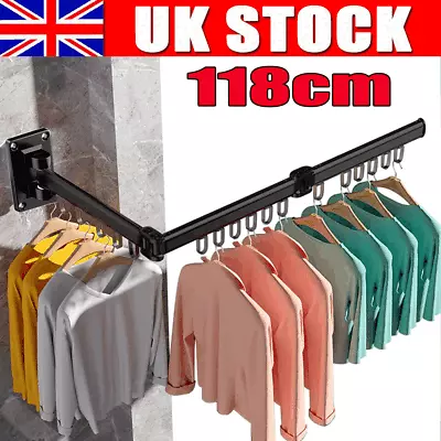 Folding Clothes Drying Rack Wall Mounted Foldable Washing Dryer Line Retractable • £19.90