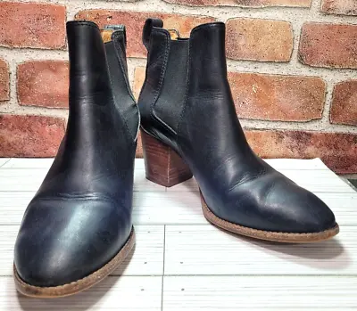 Madewell The Regan Pull On Ankle Boots Womens Size 6 Black Leather Chelsea • $39.50