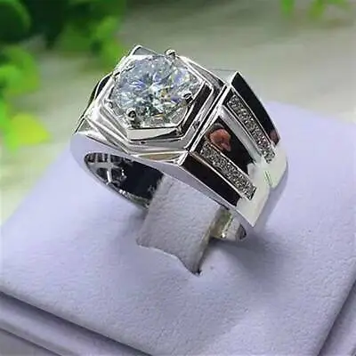 Fashion 925 Silver Plated Zircon Ring For Men Wedding Party Jewelry Gift Sz 7-12 • $2.02