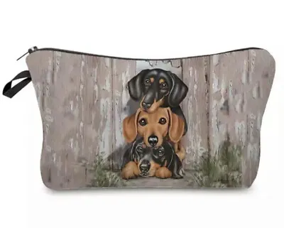 Dachshund Dog Pattern Makeup Bag Cosmetic Bag Storage Pouch Pencil Case • $16.95