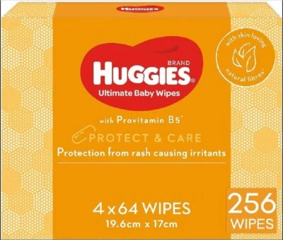 $30.30 • Buy Huggies Ultimate Baby Wipes Protect & Care 256 Count (4 X 64 Pack)