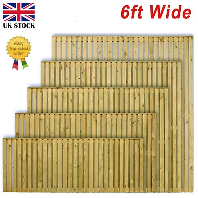 6ft Wide Heavy Duty Vertical Slatted Garden Fence Panels Pressure Treated Panels • £105.95