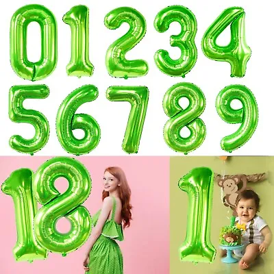 Green Number Foil Balloons Jumbo Size Helium Age Balloon Jungle Dinosaur • $3.85