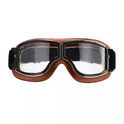 Vintage Leather Goggles Motorbike Clear Glasses Windproof Eye Protection Unisex • $14.74