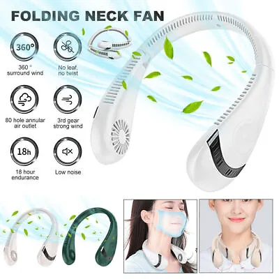 Neckband Fan Bladeless Lazy Neck Hanging Cooler USB Rechargeable Portable Fan UK • £4.79