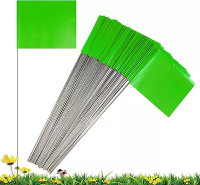 50 Pack Marking Flags Marker Flags For Lawn IKAYAS 4 * 5 * 15 Inch Green PVC • $12.93