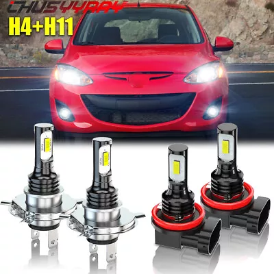 For Mazda 2 2011 2012 2013 2014 6000K LED Headlight Hi/Lo Fog Light Bulbs Combo • $27.99